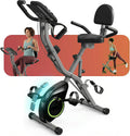 USLIM Foldable Exercise Bike Stationary Bikes for Home, 5 IN 1 Indoor Workout Bike, Cycling Bike with 16-Level Quiet Magnetic Resistance, 6.6 LBS Flywheel and 300LBS Capacity for Senior and Home Workout