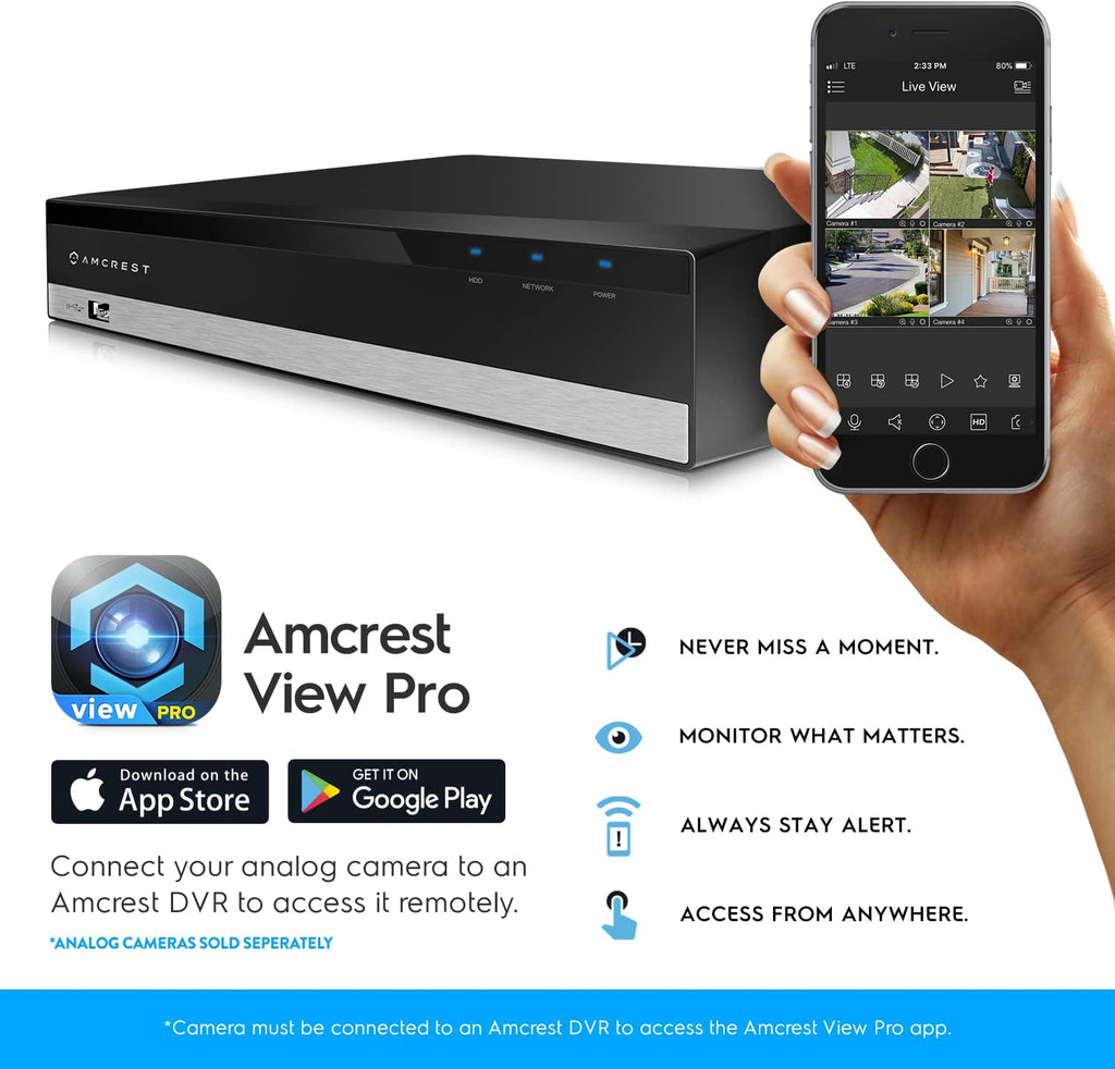 Amcrest 5MP UltraHD 8 Channel DVR Security Camera System Recorder, 5MP Security DVR for Analog Security Cameras, Remote Smartphone Access, HDD & Cameras NOT Included (AMDV5M8)