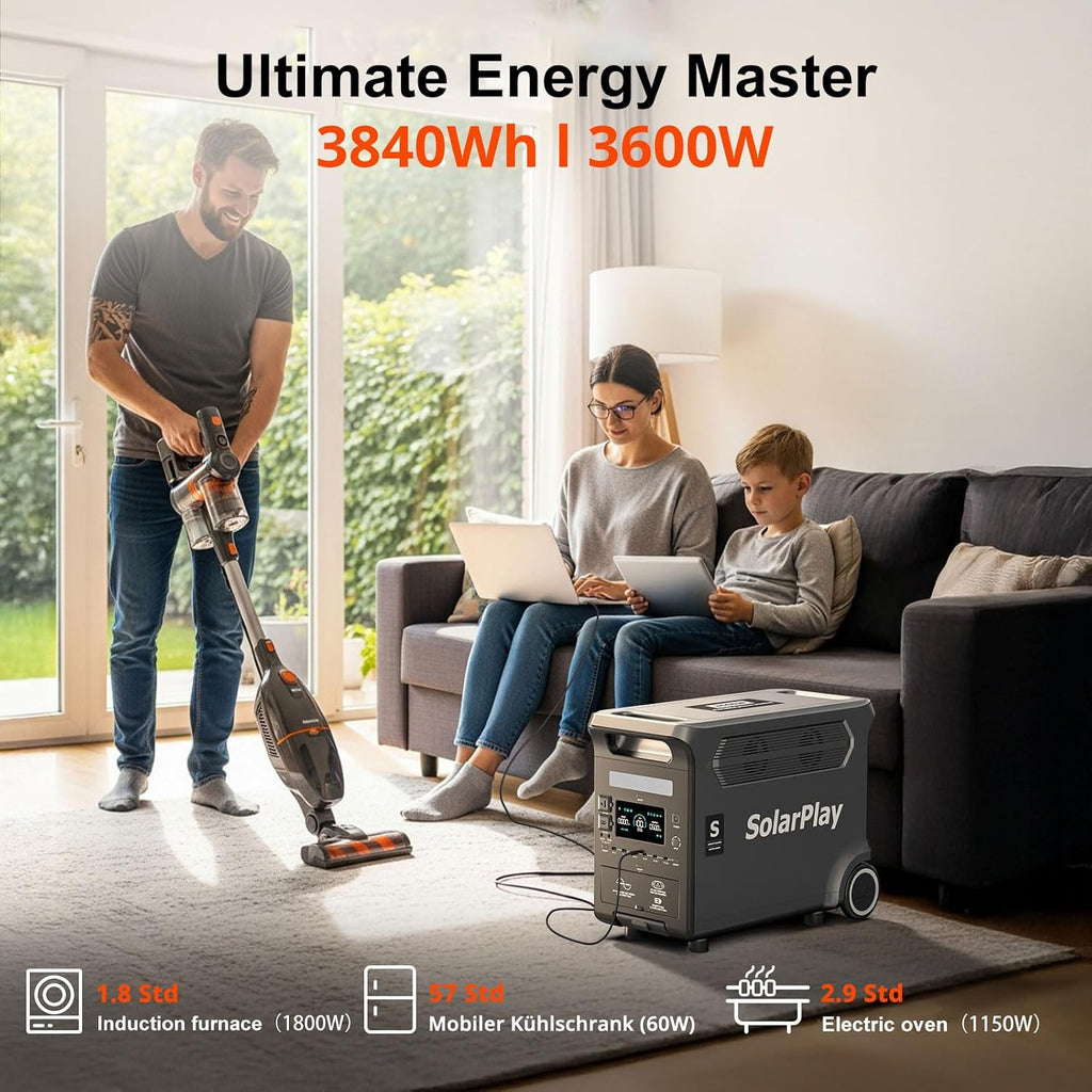 SolarPlay Portable Power Station, 3600W Power Station LiFePO4 Battery Solar Generator for Home Backup, Power Outages, and Camping