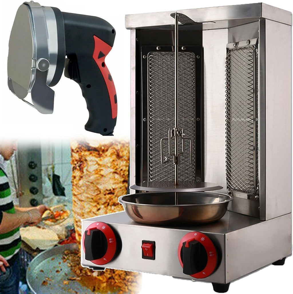 Electric Doner Kebab Machine|Electric Cooking Grill Barbecue Machine|360° Rotating Vertical Rotissery|Vertical Kebab Burner|Temperature Switch|with Electric Kebab Cutter