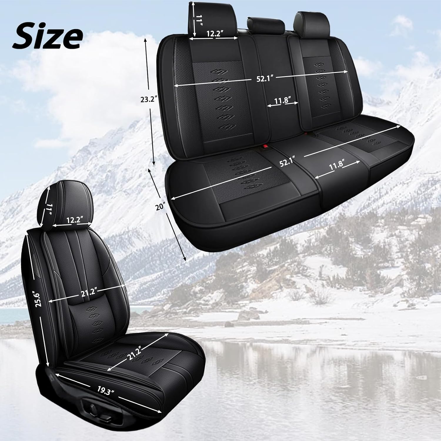Leather Seat Covers for Jaguar XJ8 2000-2008,Premium Car Seat Covers Full Set,Waterproof Car Seat Protectors with Airbag,Comfort Interior Cover Seats for Cars(Black)