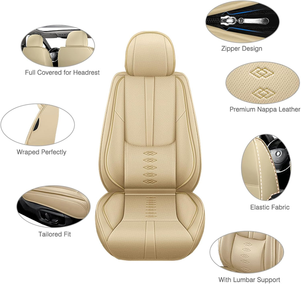 Leather Seat Covers for Hyundai Santa Cruz 2022-2025 2026,Premium Car Seat Covers Full Set,Waterproof Car Seat Protectors with Airbag,Comfort Interior Cover Seats for Cars(Beige)