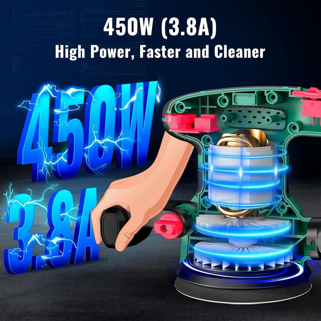 HYCHIKA Power Tool Combo Kit, Orbital Sander 3.8Amp 450W,6.2A Mini Circular Saw, 2-Tool Power Tool Set Combo Kit