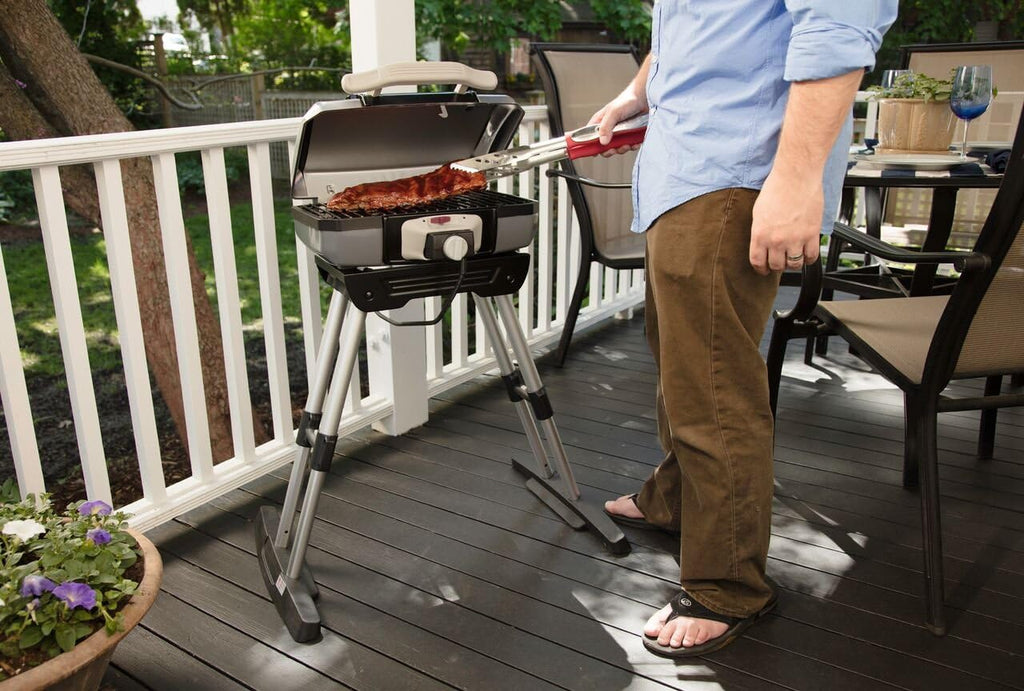 Cuisinart CEG-980 Outdoor Electric Grill with VersaStand & CCB-5014 BBQ Grill Cleaning Brush and Scraper, 16.5', Stainless Steel, 16. 5'