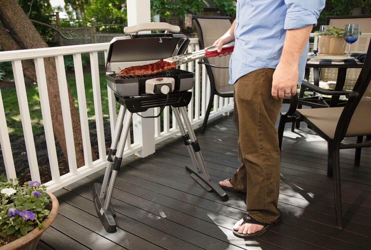 Cuisinart CEG-980 Outdoor Electric Grill with VersaStand & CCB-5014 BBQ Grill Cleaning Brush and Scraper, 16.5', Stainless Steel, 16. 5'