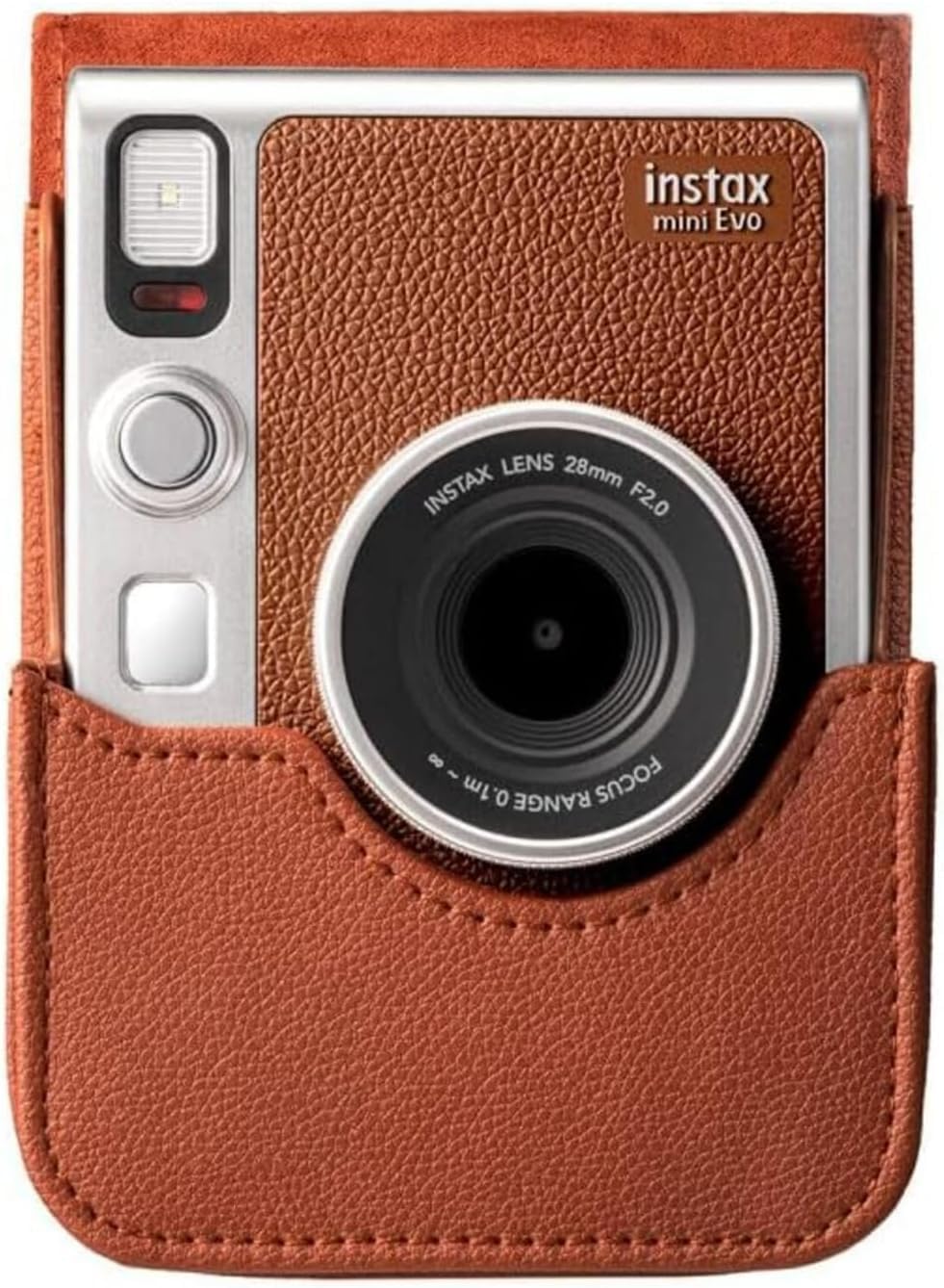 Fujifilm INSTAX Mini EVO Hybrid Instant Camera Bundle, Includes: Fujifilm Soft Case, Mini Film (30 Exposures), SanDisk 32GB MicroSDHC Memory Card and More (6 Items) (Brown)