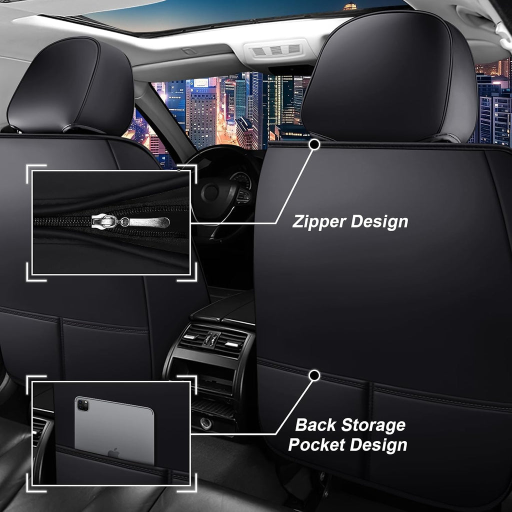 Car Seat Cover Full Set for Kia Sorento Seat Covers 2003-2025, Nappa Leather Waterproof Seat Covers for Cars, Airbag Compatible, Universal Automotive Seat Covers(Standard Full Set/Black)
