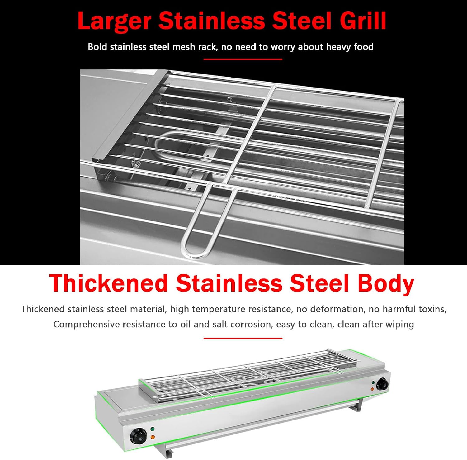 Smokeless Electric Portable BBQ Kebab Grill, Healthy Electric Grill with Adjustable Temperature and Drip Tray, Indoor and Outdoor Tabletop Grill (Eb 220)