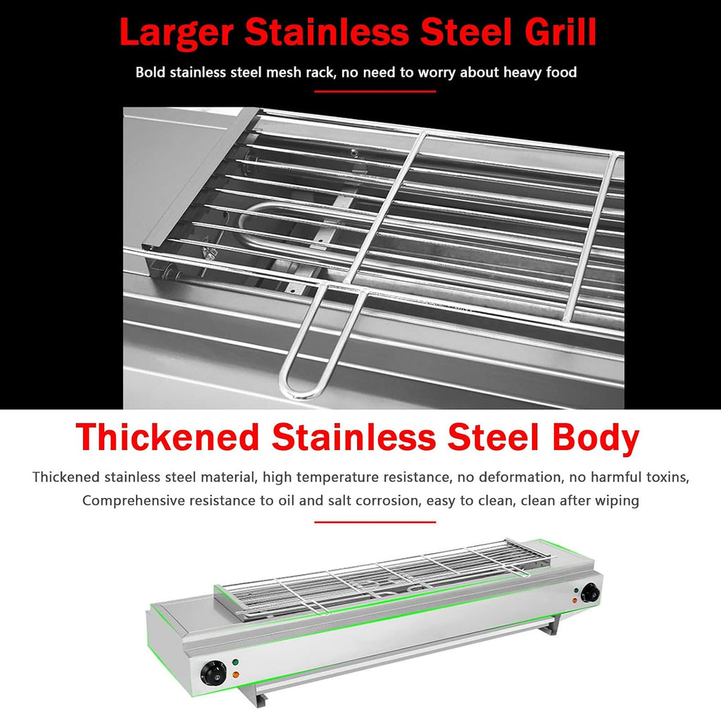 Smokeless Electric Portable BBQ Kebab Grill, Healthy Electric Grill with Adjustable Temperature and Drip Tray, Indoor and Outdoor Tabletop Grill (Eb 110)