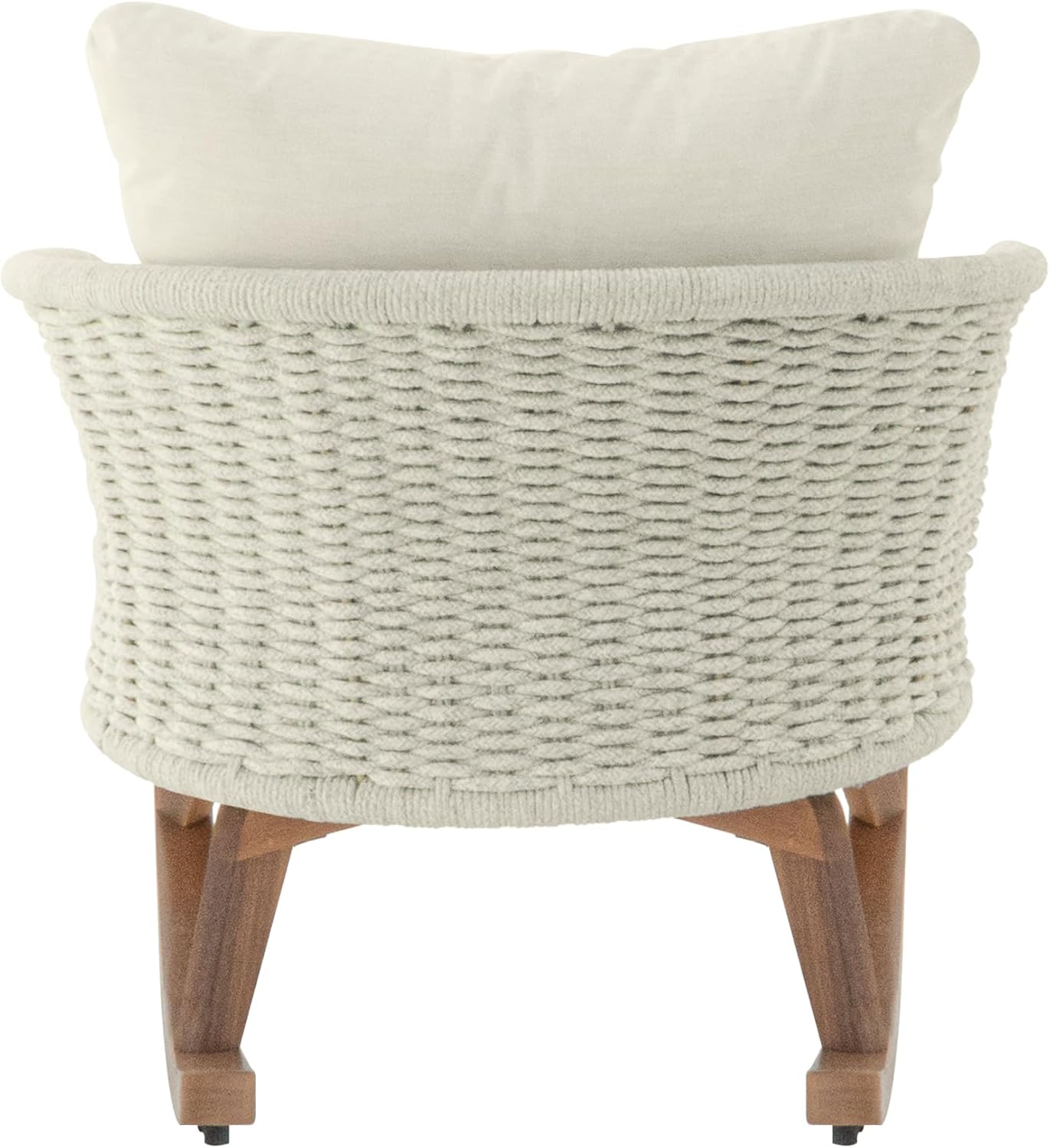 Christopher Knight Home Yusi Wooden Frame Rocking Chair Outdoor, Wicker Rocker Chair with Soft Cushions, Contemporary Patio Rockers, Rocking Accent Chair for Indoor/Outdoor, Beige + Natural