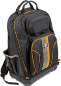 Klein Tools 62800BP Backpack Tool Bag, Tradesman Pro Extra-Large 40-Pocket Electrician Jobsite Backpack with Molded Bottom, Charging Port