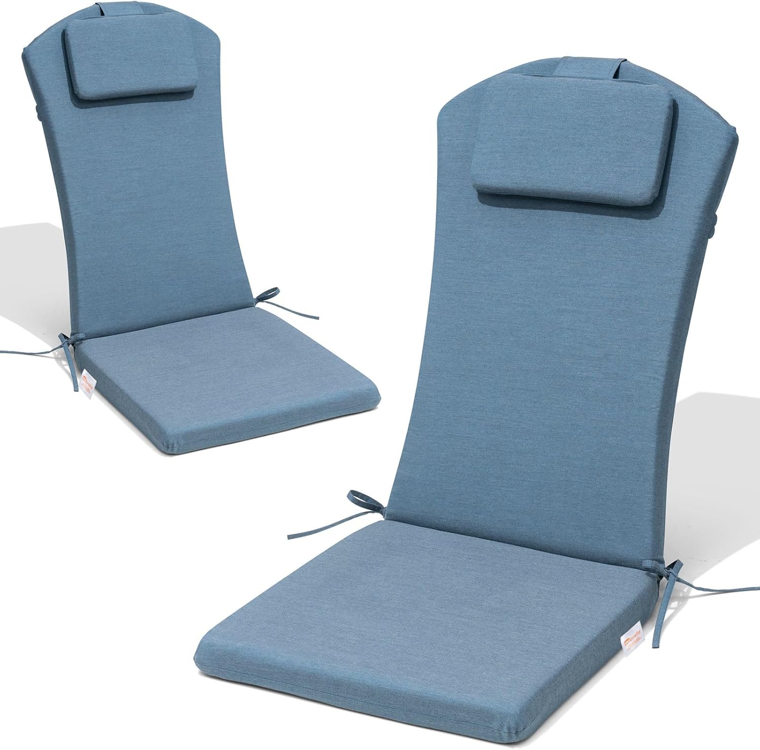 Crestlive 50x20 Inch Sunbrella Adirondack Chair Cushion with Headrest, Water Repellent, Fade Resistant, High Back Rocking Chair Cushion for Patio, Denim Blue