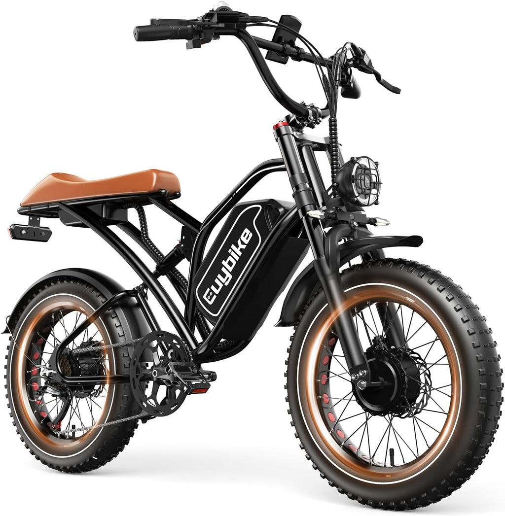3000W/2000W Dual Motor/Single Motor Electric Bike for Adults, 48V 30AH/25AH Removable Battery Moped Style EBike, 30+MPH & 100 Miles 20' Fat Tires Electric Dirt Bike, Hydraulic Suspension Torque Sensor
