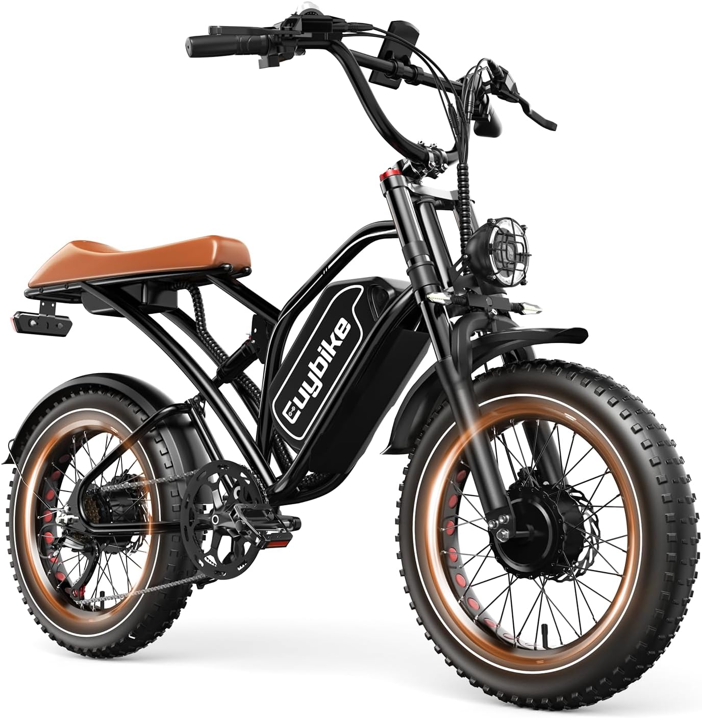 3000W/2000W Dual Motor/Single Motor Electric Bike for Adults, 48V 30AH/25AH Removable Battery Moped Style EBike, 30+MPH & 100 Miles 20' Fat Tires Electric Dirt Bike, Hydraulic Suspension Torque Sensor
