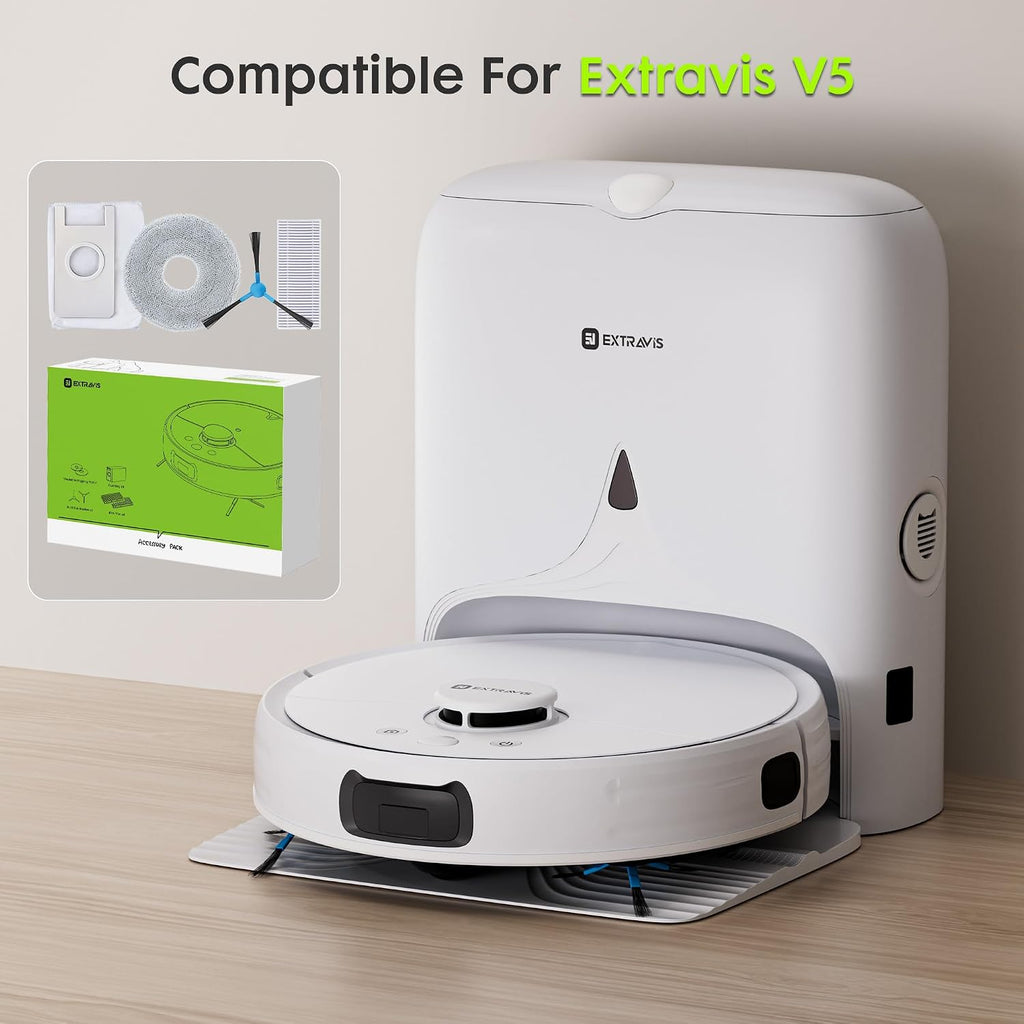 V5 Robot Vacuum and Mop, Self-Emptying Robotic Vacuum Cleaner, 8500Pa Suction and Robot Vacuum Replacement Kit