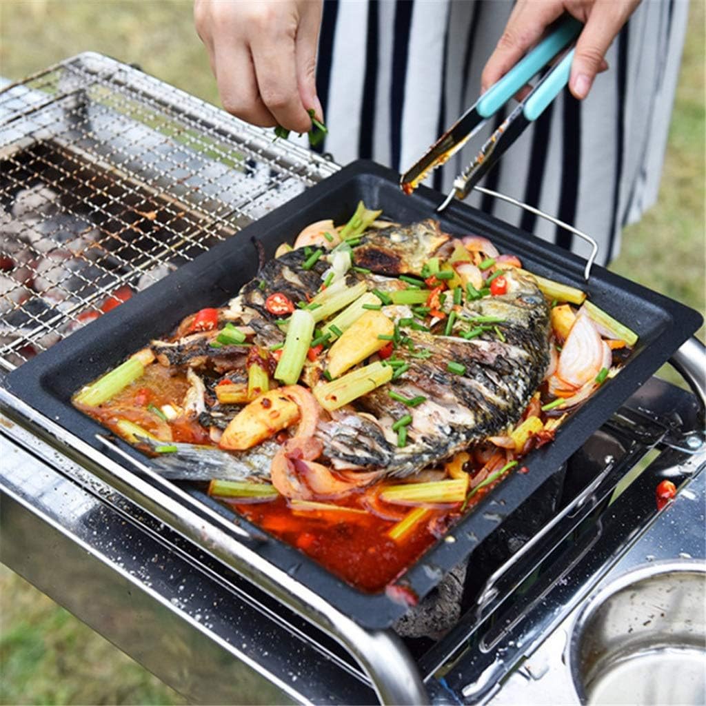 30X25CM BBQ Frying Grill Plate Korean BBQ Frying Pan Non-Stick Grill Plate Kitchen Cooking Easy to Clean Picnic Outdoor Barbecue