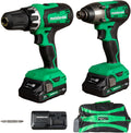 Metabo HPT 18V MultiVolt Cordless Hammer Drill and Impact Driver Combo Kit, Cordless Power Tool Set with 2 Lithium-Ion Batteries and Charger, Lightweight and Ergonomic Design, Carrying Bag, KC18DFX