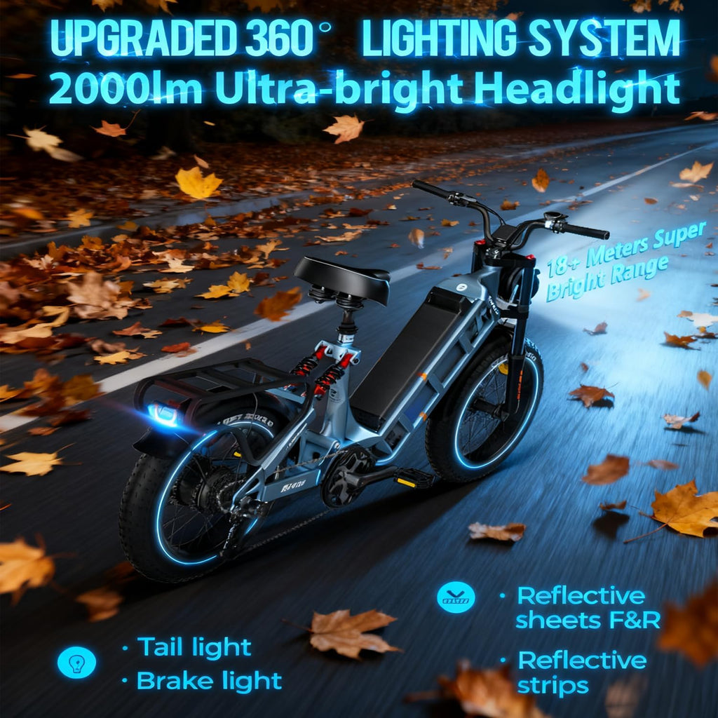 eAhora Juliet Pro 2/Juliet Electric Bike for Adults 5400W/1200W Dual Motor Electric Bicycle 43MPH 60V 70Ah 220+Miles Long Range 20' Fat Tire Full Suspension Mountain E-Bike with APP Control