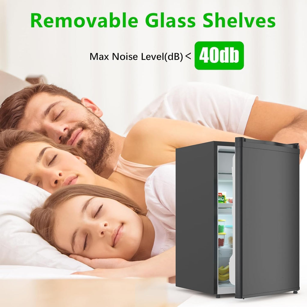4.3 Cu.Ft Mini Fridge with Freezer – Compact Single Door Refrigerator w/Adjustable Thermostat | Energy-Efficient & Low Noise, Ideal for Bedroom, Office & Dorm