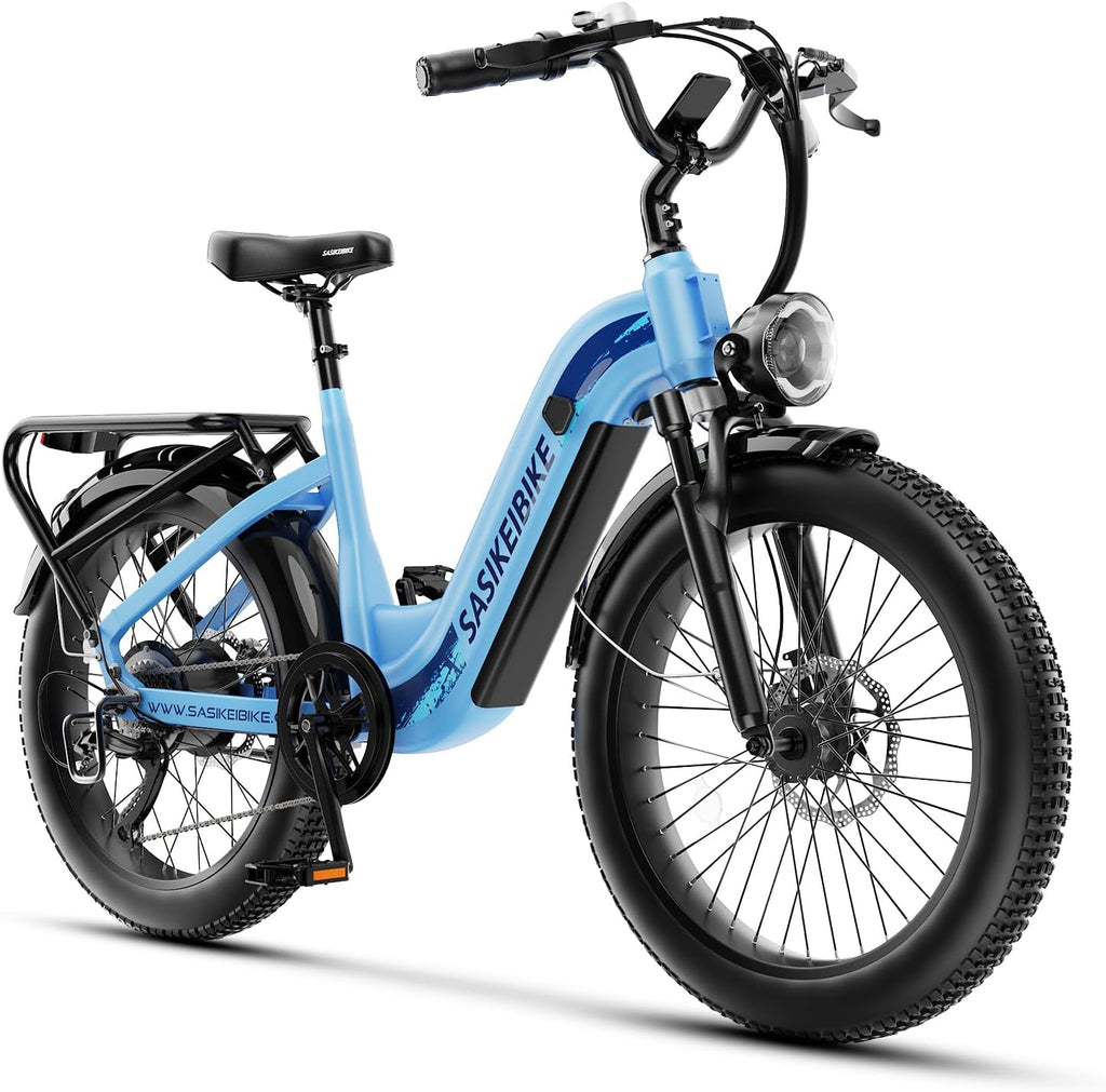 1500W Motor Electric Bike for Adults & Teenager, 48V 20AH Removable Battery Ebike, 24inch Fat Tire Electric Bicycle, Step-Thru E Bike for Commuting & Mountain, Front Suspension