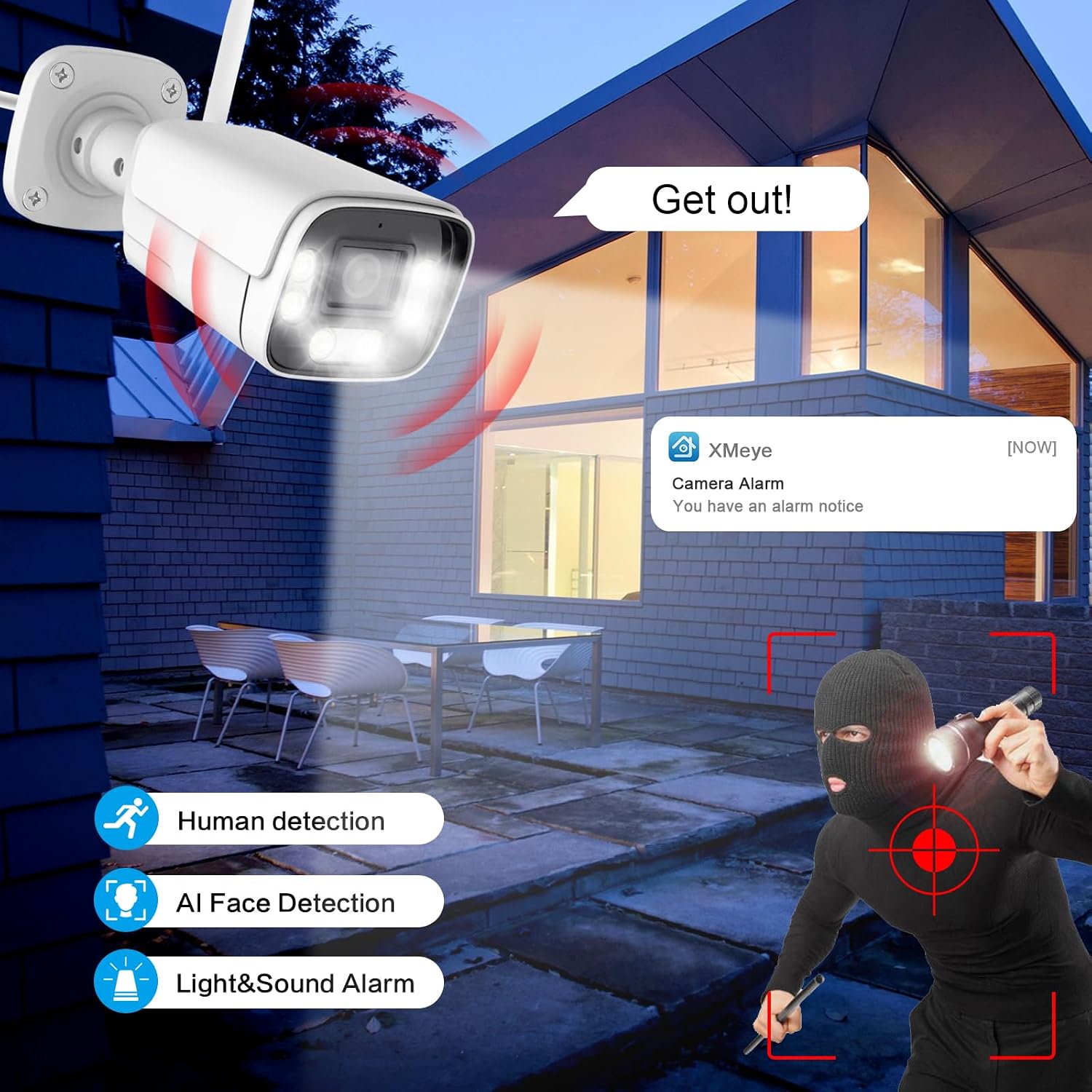 8 Channel Wireless Home Security Camera System with Two-Way Audio/AI Face Detection/Colour Night Vision/Smart Playback Video, 8CH WiFi NVR kit, 8pcs 3MP Surveillance Security Cameras, NO Hard Drive