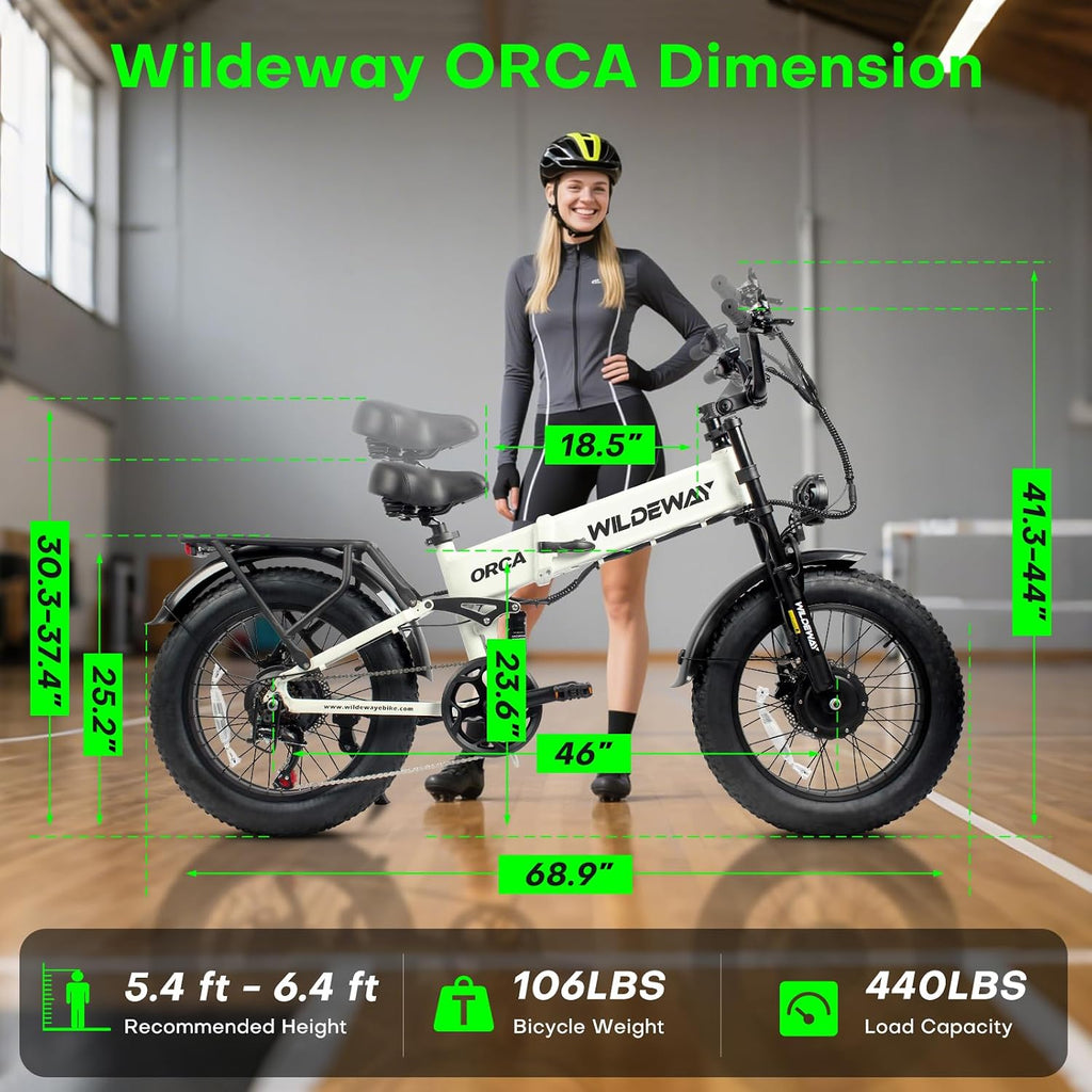 2300W Dual Motor Electric Bike for Adults 48V 20Ah Battery E-Bike 55Miles Long Range 20x4.0 Fat Tire All Terrain Full Suspension Ebike Hydraulic Brake Commuter Mountain Delivery Bicycle 2 Seat