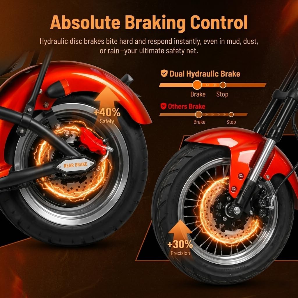 eAhora M1 2 Seater 2000W Electric Motorcycle for Adults,37MPH 60V 30Ah Battery 40 Miles Long Range Full Suspension Dual Hydraulic Brakes, Street Legal Electric Motorcycle