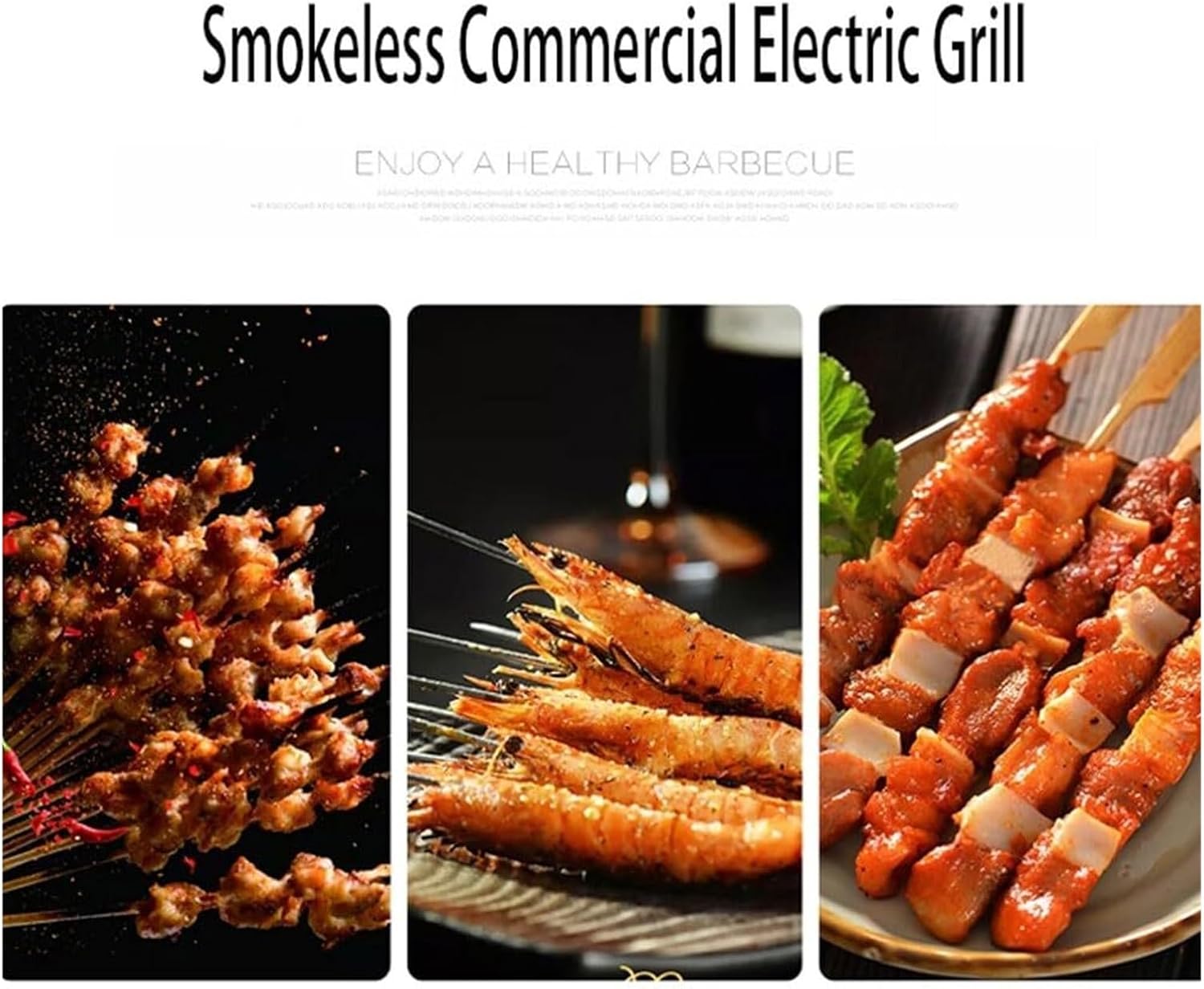 3600W Electric BBQ Grill, Smokeless Kebab Machine with Adjustable Temp, 5-Group Rotating Skewer Rack for Indoor Outdoor Use
