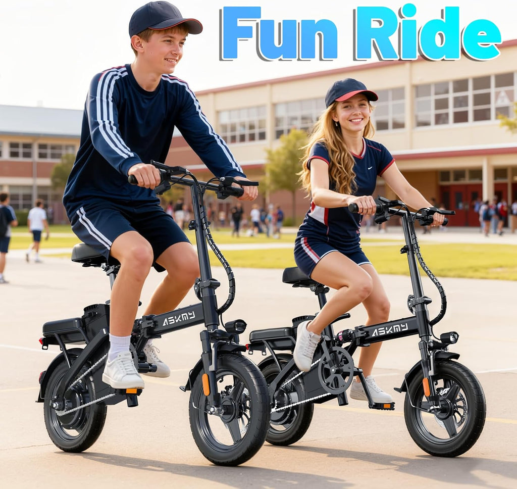 Foldable Electric Bike for Teens and Adults, 14 inch Mini E-Bike with 500W Peak Motor, 48V Removable Battery, Commute Electric Bicycle with 18MPH and 30-35 Miles PAS Range