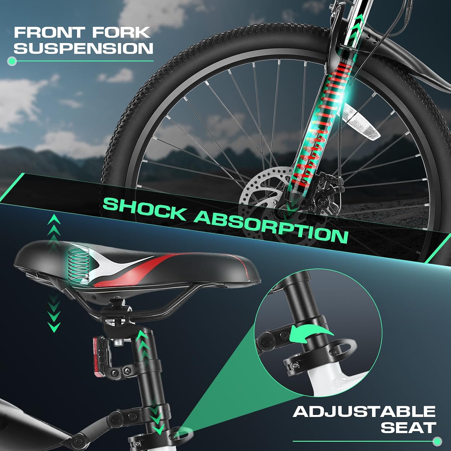 Vivi Electric Bike for Adults, Peak 750W Ebike 26' Electric Mountain Bike, 20MPH Adult Electric Bicycles Commuter Ebike with 48V Battery, Up to 50 Miles, 21 Speed, SGS Certified to UL2849