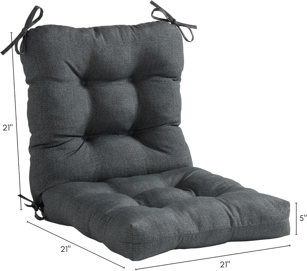 Greendale Home Fashions Outdoor 42x21-inch Seat/Back Chair Cushion (Set of 2), Graphite