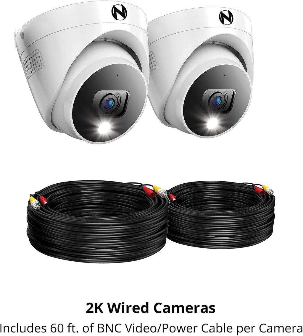 Night Owl Add On Wired 2K HD Indoor/Outdoor Deterrence Dome Cameras with 2-Way Audio (2-Pack) (Requires Compatible DVR - Sold Separately)