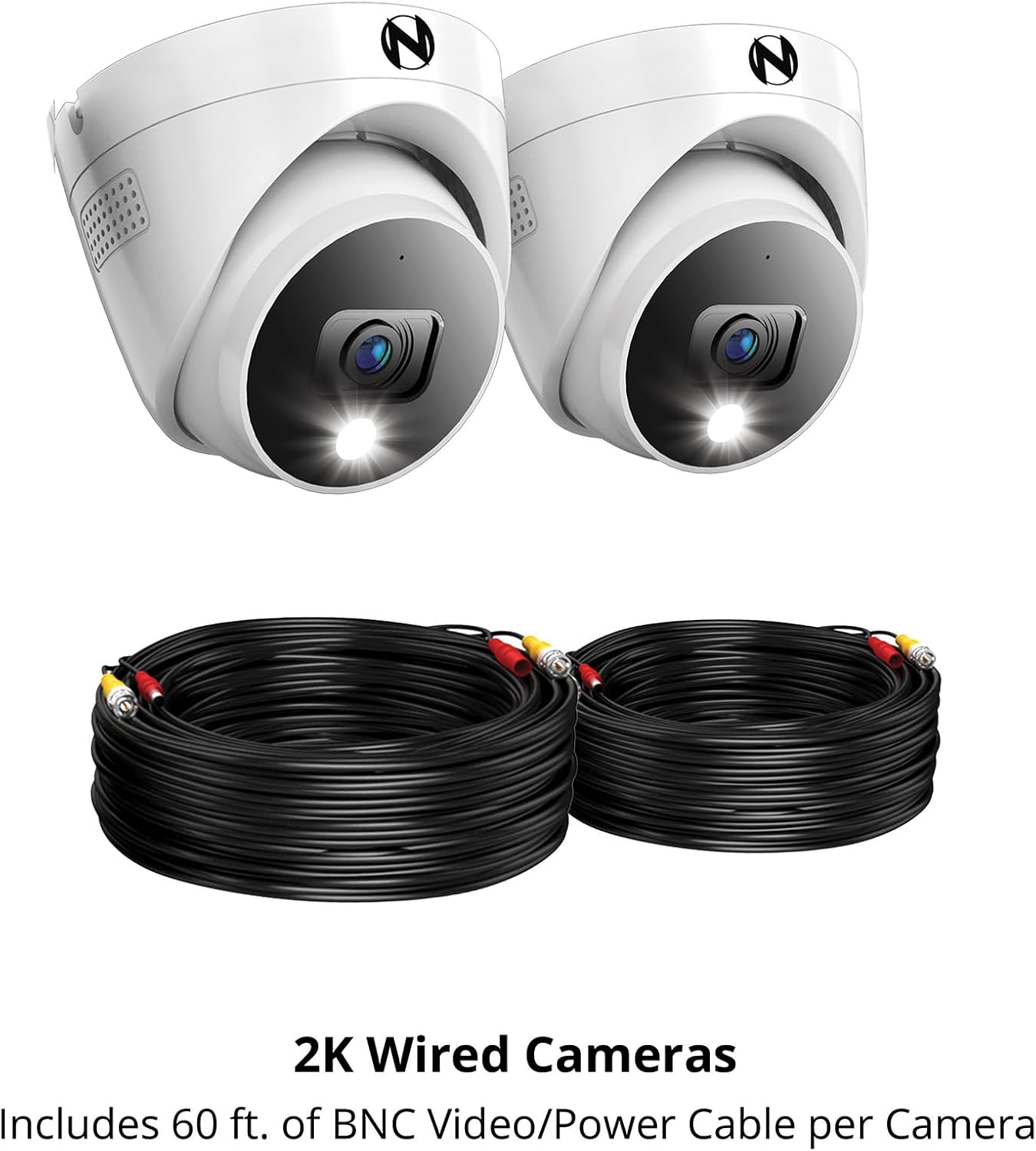 Night Owl Add On Wired 2K HD Indoor/Outdoor Deterrence Dome Cameras with 2-Way Audio (2-Pack) (Requires Compatible DVR - Sold Separately)