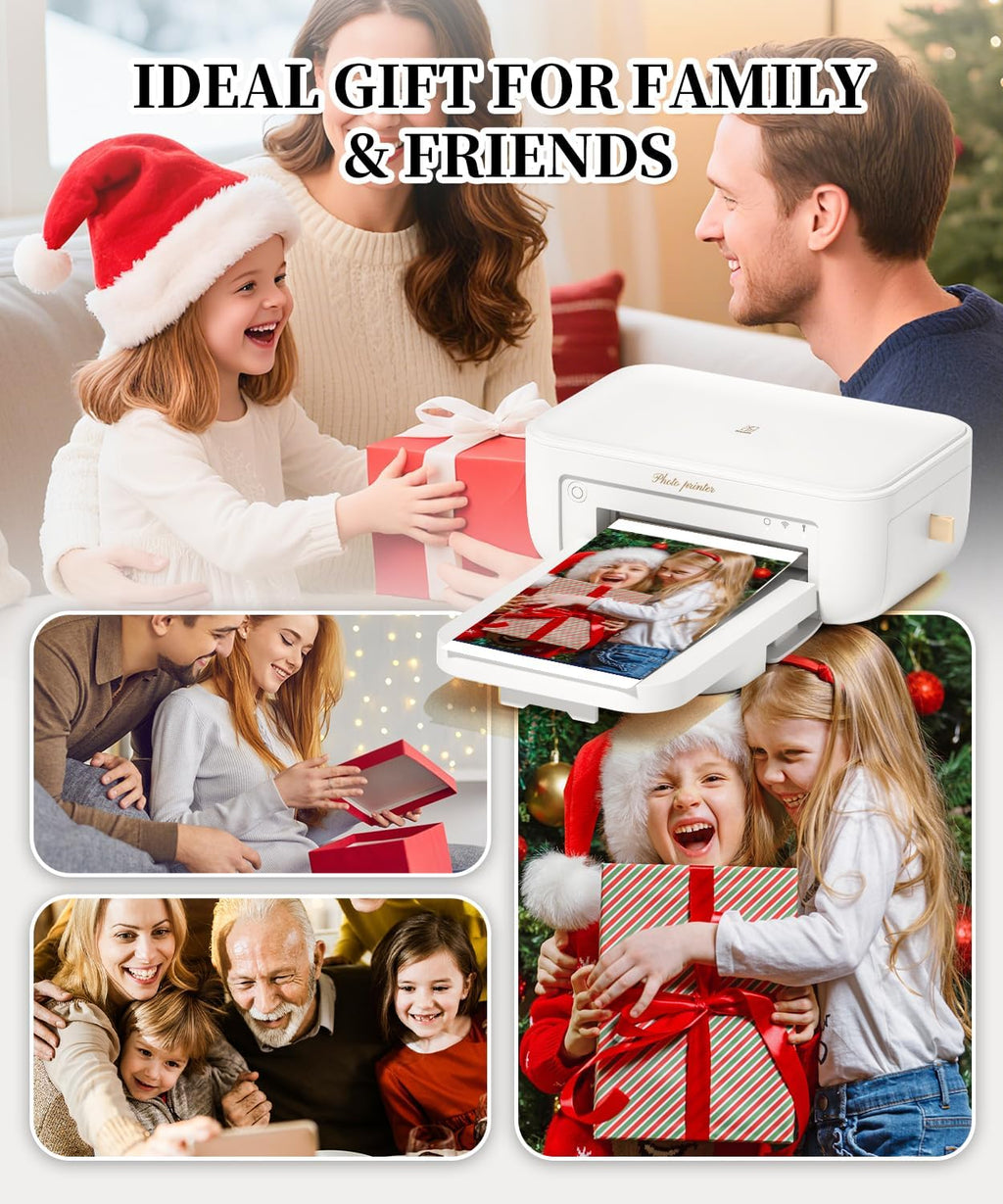 iDPRT 4x6 Photo Printer - 108 Sheets & 2 Ribbon, Instant Picture Printer for iPhone, Android - Thermal Dye Sublimation, WI-Fi Connnecting, Color Photo Printers for Home Use