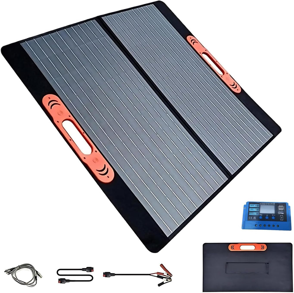 200W Portable Solar Panel for 1200W 2400W Power Station Solar Generator, Folded 3-in-1 Outputs 18V Solar Charger with Adjustable Kickstand for RV Camping Home 100W