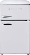 Galanz GLR31TWEER Retro Compact Refrigerator, Mini Fridge with Dual Doors, Adjustable Mechanical Thermostat with Freezer, White, 3.1 Cu FT