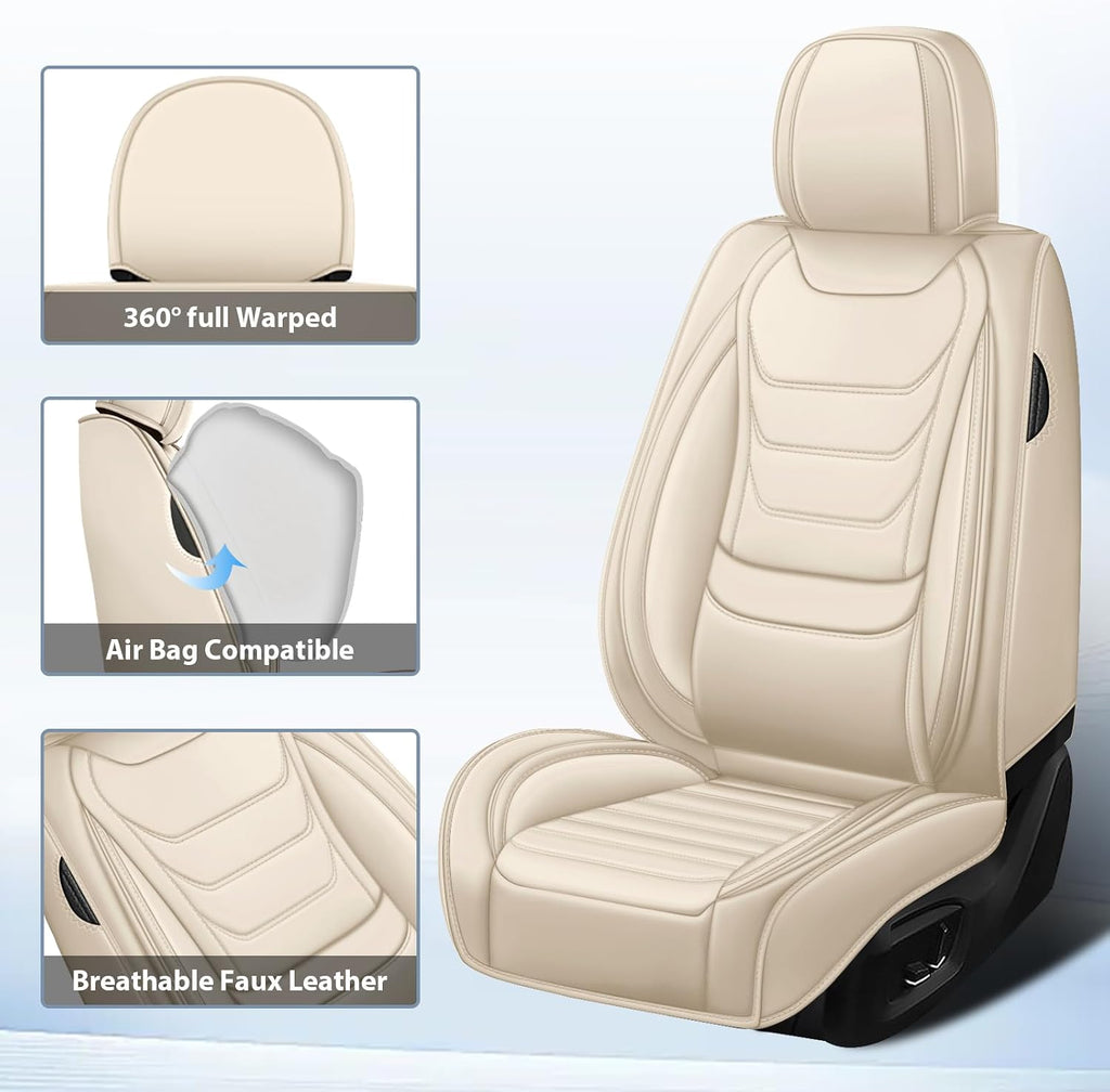 Fit for Gmc Yukon 2000-2025 Custom Seat Covers, PU Leather Car Seat Covers, Full Coverage Protection, Thick Cushioning Seat Protectors(Standard Full Set/Beige)