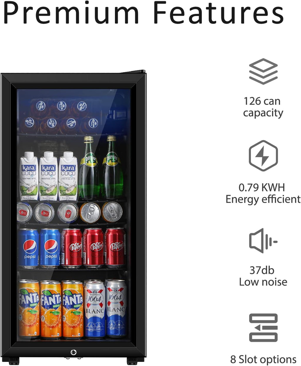 Saeoola Beverage Refrigerator, 3.2 Cu.ft Mini Fridge with Double Glass Door, Cooler for Soda, Beer or Wine for Home, Office or Bar with Adjustable Removable Shelves (Black)
