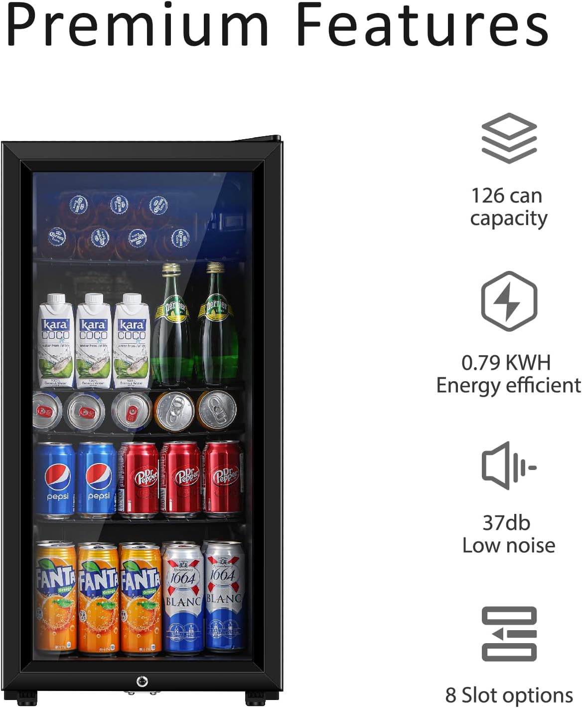 Saeoola Beverage Refrigerator, 3.2 Cu.ft Mini Fridge with Double Glass Door, Cooler for Soda, Beer or Wine for Home, Office or Bar with Adjustable Removable Shelves (Black)