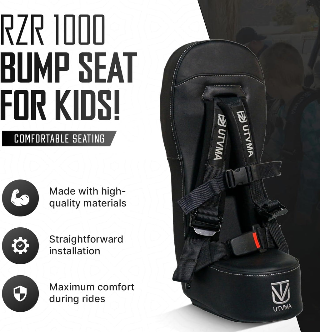 UTVMA RZR 1000 and 900 (2014-2023) Bump Seat with 4-Point Harness | Kids Seat | Jump Seat | All Models (XP, Turbo, Turbo S, High Lifter, Sport, Premium, Ultimate) (Seat with Red Harness)