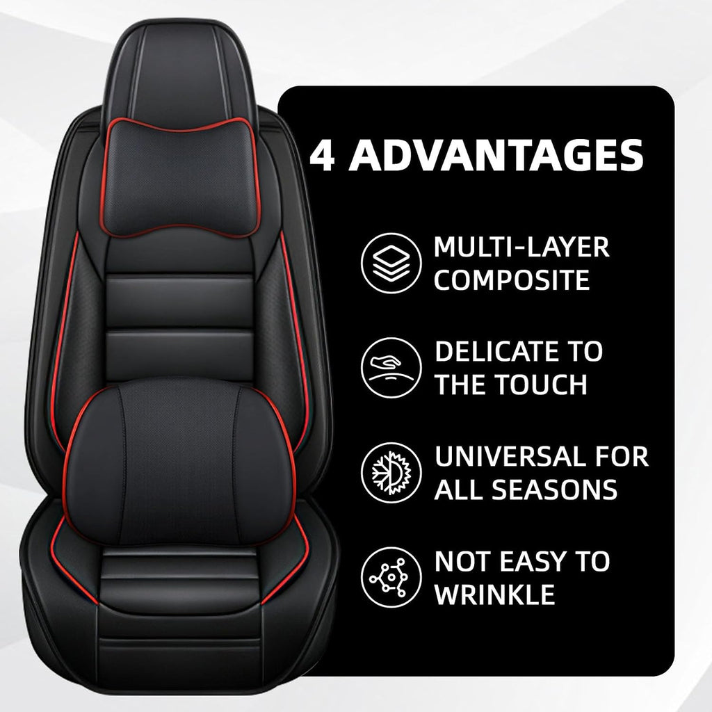 Car Seat Cover Fit for GMC Acadia 2007-2025,Compatible Airbag Non-Slip Waterproof Seat Covers,Car Seat Protector Premium Interior (Luxury 5 Seats,Black Red)