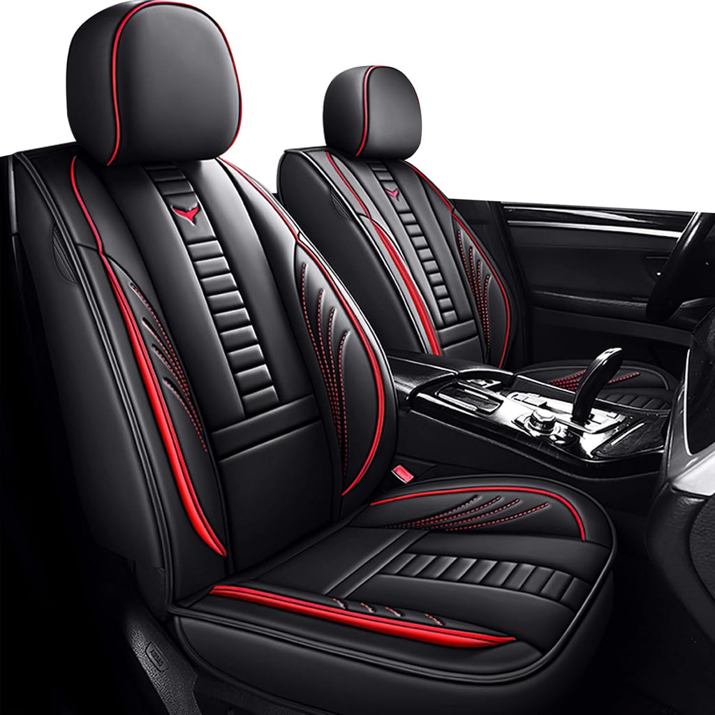 Front Car Seat Covers for Chevy Camaro 2001-2025, Waterproof Heavy Duty Durable Seat Covers, Car Seat Protector with Storage Pocket, Car Seat Cushion Easy to Install Cover Set(Red,Black)