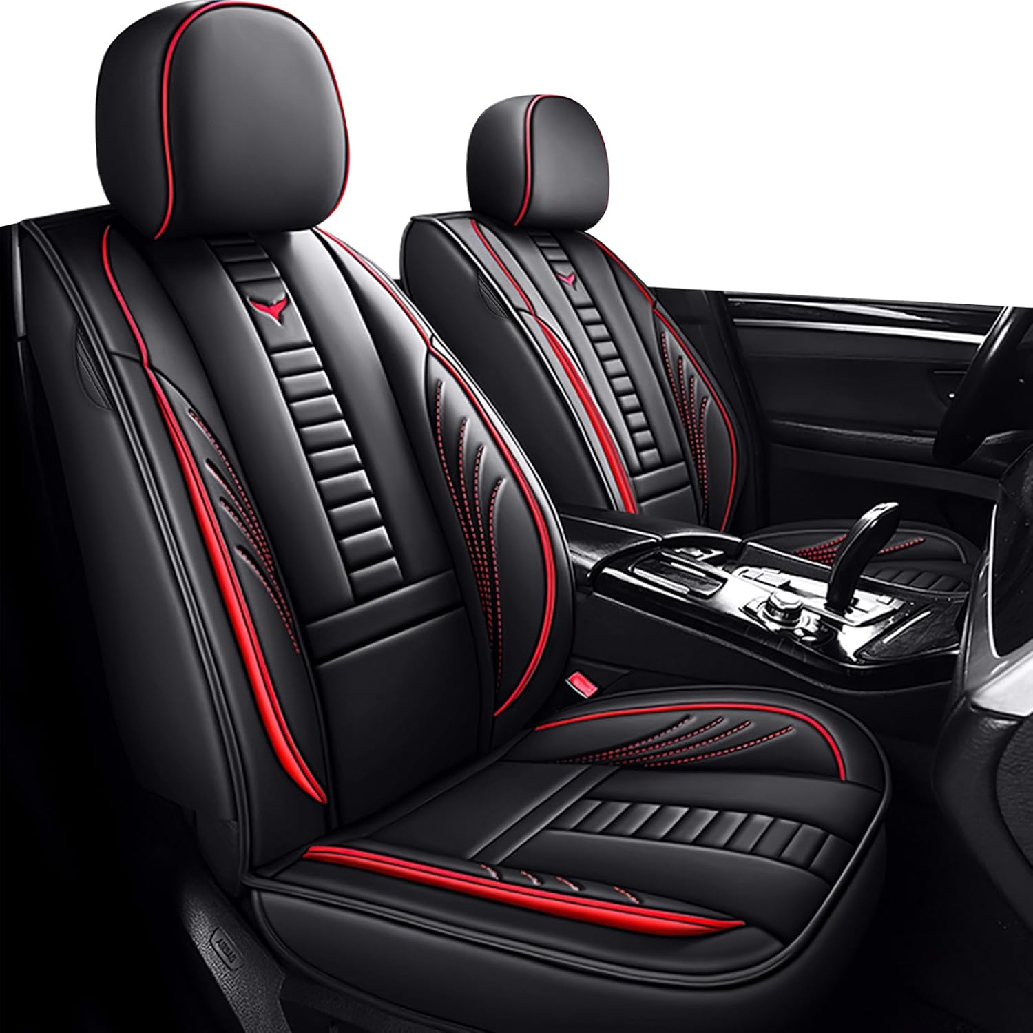Front Car Seat Covers for Chevy Camaro 2001-2025, Waterproof Heavy Duty Durable Seat Covers, Car Seat Protector with Storage Pocket, Car Seat Cushion Easy to Install Cover Set(Red,Black)