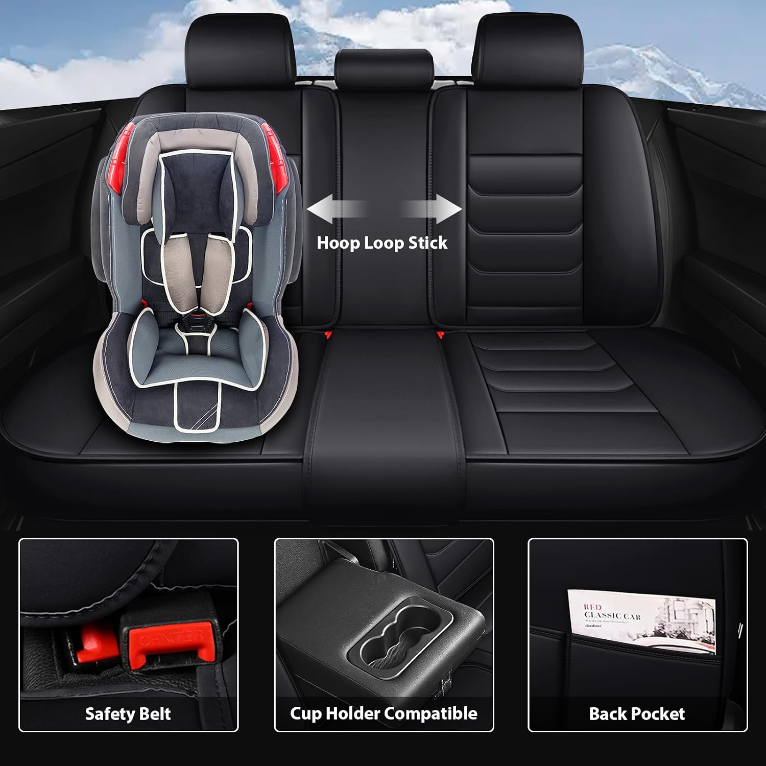 Fit for Volkswagen Jetta 2005-2025 Custom Seat Covers, PU Leather Car Seat Covers, Full Coverage Protection, Thick Cushioning Seat Protectors(Luxury Front Row/Black)