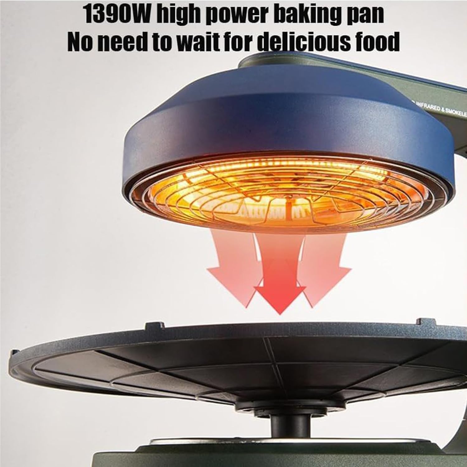 Automatic Rotating Electric Grill, Multifunctional Electric Smokeless Grill Indoor Grill, 360° Automatic Rotating Grill Plate And 11 Adjustable Temperatures
