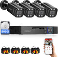 Wired Security Camera System Outdoor, 4pcs Surveillance CCTV Bullet Cameras for Home Security, 4CH AHD TVI 5MP Lite DVR Recorder with 500G HDD, Motion Detection, Night Vision, Waterproof