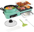 Casafoyer 3 in 1 Electric Hot Pot with Grill 1600W Smokeless Non-Stick Korean BBQ Grill Shabu Shabu Hot Pot Combo with Independent Temperature Control for 3-5 P