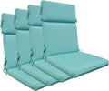 Indoor Outdoor High Back Chair Cushions Replacement Patio Chair Seat Cushions Set of 4 (Olefin Light Blue)