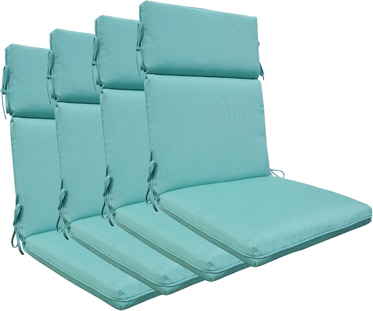 Indoor Outdoor High Back Chair Cushions Replacement Patio Chair Seat Cushions Set of 4 (Olefin Light Blue)