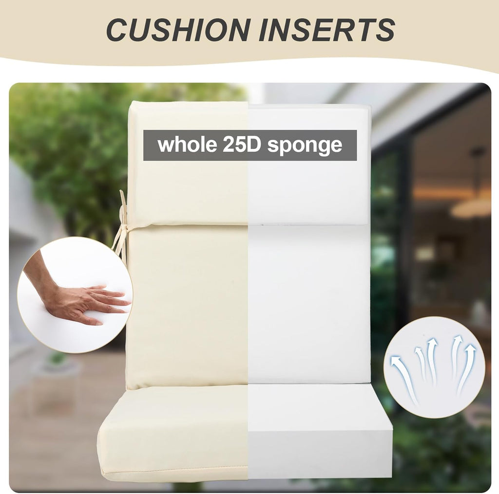 BPS 20 x 20 Inch Outdoor Rocking Chair Cushion Set of 4, Fade-Resistant and Water-Resistant Olefin Fabric Patio Chair Cushions with Removable Cover and Straps for Outdoor/Indoor Swivel, Dining Chairs
